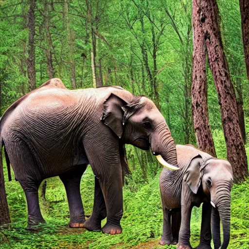 Image similar to a forest growing on the upper part of an elephants body