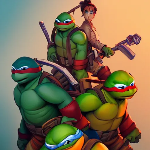 Image similar to hero world teenage mutant ninja turtles, behance hd by jesper ejsing, by rhads, makoto shinkai and lois van baarle, ilya kuvshinov, rossdraws global illumination