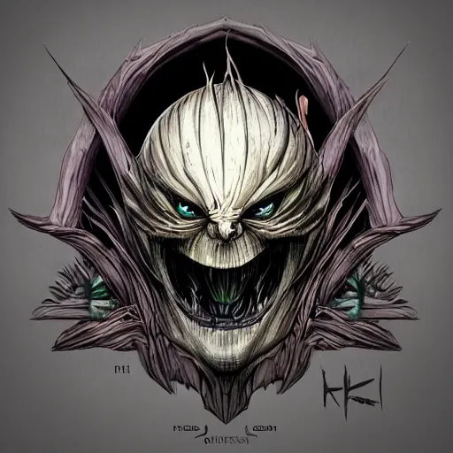 Image similar to Evil Onion 4k video game icon design, 2d game fanart behance hd by HR Giger