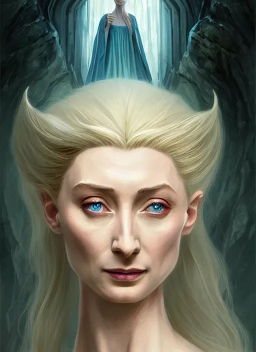 Image similar to beautiful radiant elizabeth debicki as galadriel, lord of the rings, lotr fanart, trending on artstation, character art, the hobbit, digital painting, concept art, smooth, sharp focus, illustration, art by artgerm and greg rutkowski, directed by peter jackson,