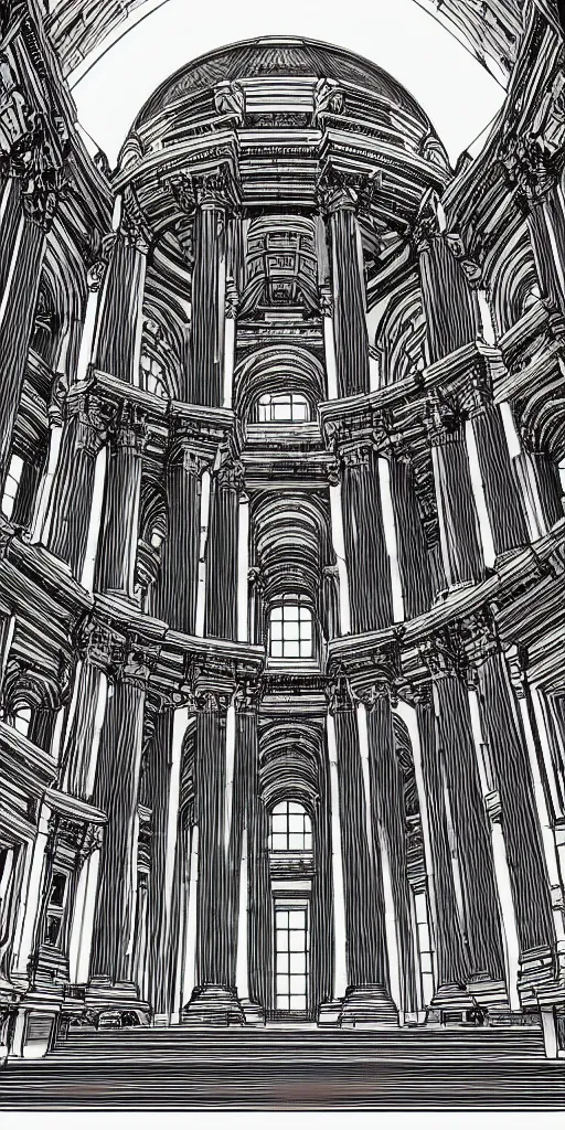 Image similar to the palace of fine arts in san francisco an ultrafine detailed illustration by james jean, intricate linework, behance contest winner, vanitas, angular, altermodern, unreal engine 5 highly rendered, global illumination, radiant light, detailed and intricate environment
