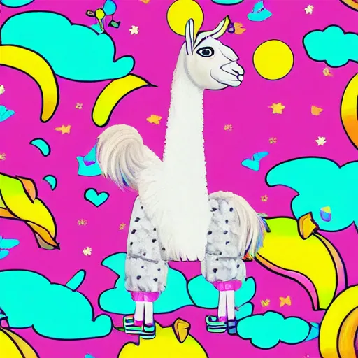 Image similar to llama in pyjamas by lisa frank