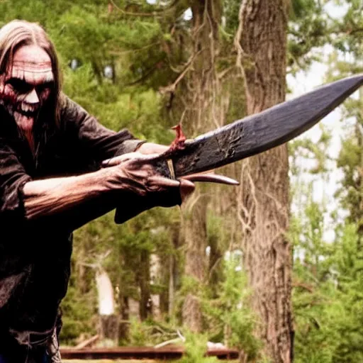 Image similar to bill moseley stealing the grim reaper's weapon, realistic horrors