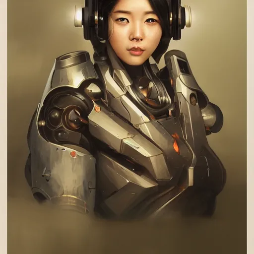 Prompt: portrait painting of asian woman in mecha helmet, by artgerm and greg rutkowski and alphonse mucha, ultra realistic, concept art, intricate details, highly detailed, photorealistic, octane render, 8 k, unreal engine