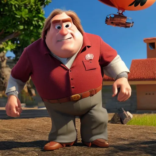 Image similar to gerard depardieu as a pixar disney character from up 2 0 0 9 unreal engine octane render 3 d render photorealistic