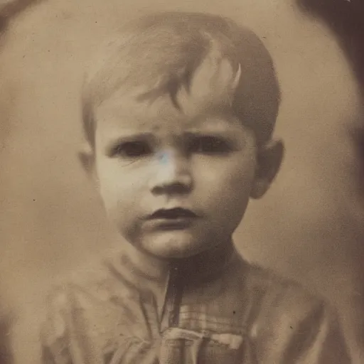 Image similar to facial portrait of a 3 year old boy, 1 9 1 9, ambrotype, by george s. cook, award winning