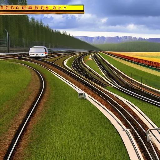 Prompt: Euro track simulator 2022 screenshot, realistic landscape of mid Europe