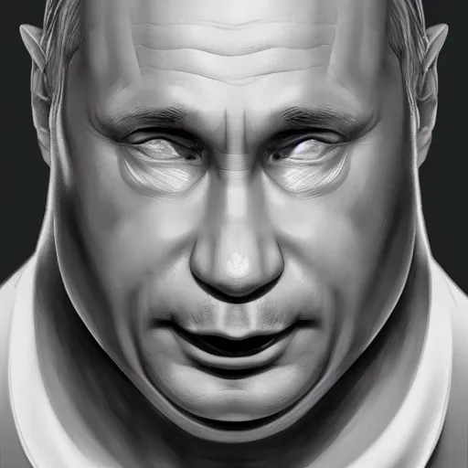 Prompt: portrait of Putin that has a huge nose that looks like pig nose, pig nose, pig nose, looking at camera, intricate, extremely detailed, digital painting, artstation, concept art, smooth, sharp focus, illustration, intimidating lighting, incredible art