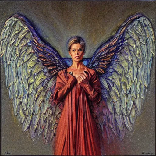 Prompt: portrait of a brutalist angel, by donato giancola.