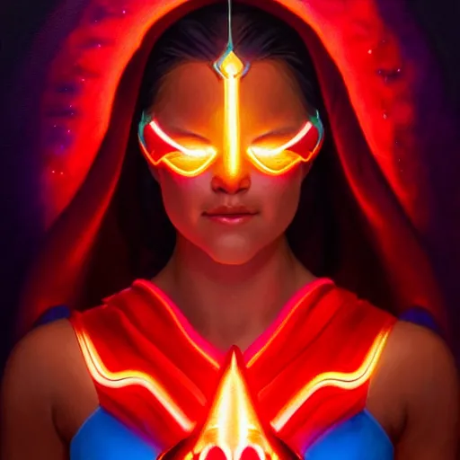 olivia rodrigo as darna, wax figure, glowing eyes, | Stable Diffusion