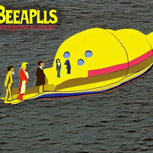 Prompt: The Beatles Yellow Submarine, hyper realistic, HD, HQ, photo realistic