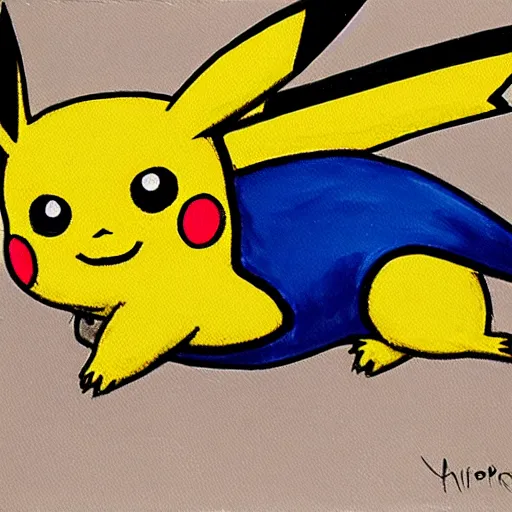 Image similar to a painting of pikachu by hopper