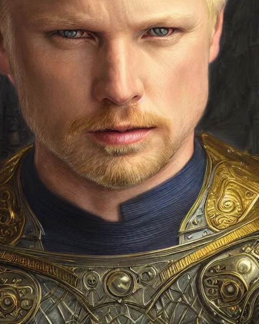 Image similar to arthur pendragon portrait, highly detailed, very intricate, cinematic lighting, closeup painted portrait, by donato giancola and rossdraws and magali villenueve, featured on artstation