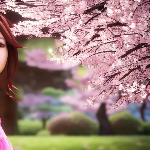 Prompt: a 4k photo famous japanese gyaru with Sakura tree blooming on background, unreal engine