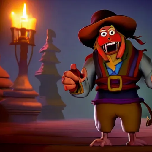 Image similar to stunning awe inspiring the ghost pirate lechuck from the secret of monkey island, movie still 8 k hdr atmospheric lighting