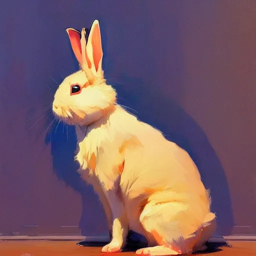 Image similar to a rabbit with ears down standing up by studio ghibli painting by joaquin sorolla rhads leyendecker an aesthetically pleasing dynamic energet