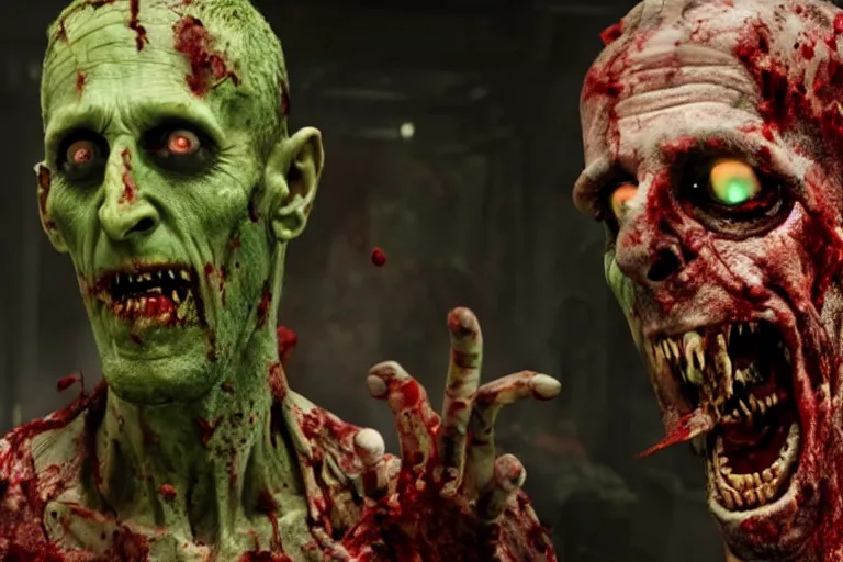 Prompt: film still of zombie zombie Ebony Maw as a zombie in new avengers movie, 4k