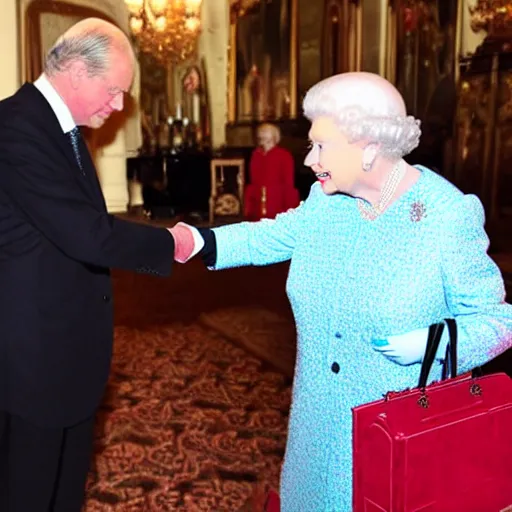 Image similar to queen elizabeth ii meets a reptilian