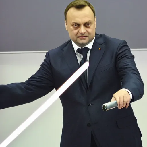 Image similar to Andrzej Duda as a Jedi,