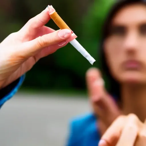 Prompt: cigarette in woman's hand