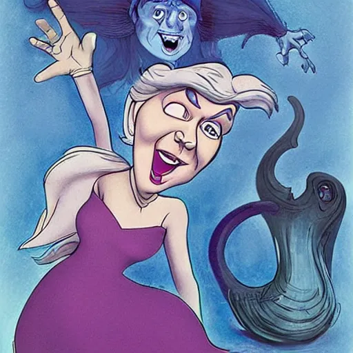 Prompt: ursula the sea witch, boris johnson, by glen keane, disney, grotesque, lovecraftian