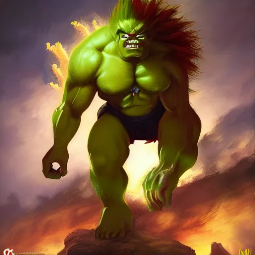 fantasy art of blanka from street fighter game in the, Stable Diffusion