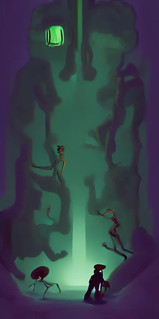 Prompt: uncanny repressed mutants from the depths of a vast wasteland in the collective unconscious, dramatic lighting, surreal dark 1 9 3 0 s fleischer cartoon characters, shallow dof, surreal painting by ronny khalil