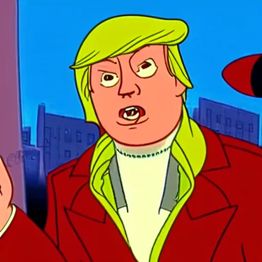 Prompt: Donald trump in Scooby-Doo, Where Are You? (1969) cartoon animation, screen capture from episode 10