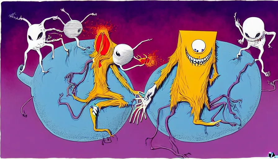 Prompt: the two complementary forces that make up all aspects and phenomena of life, by alex pardee