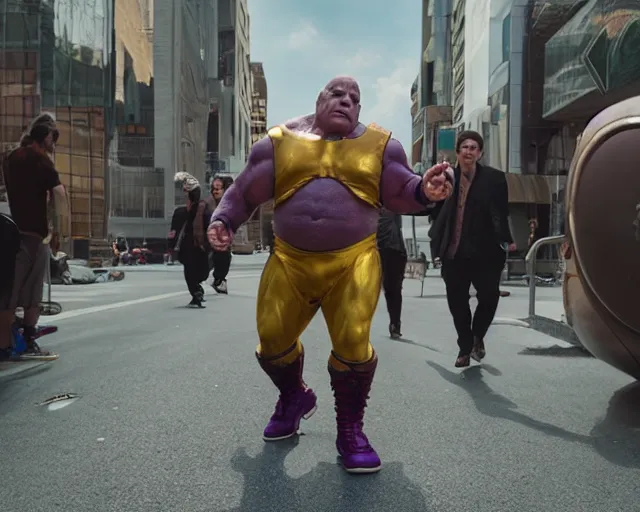 Image similar to danny devito as thanos, cinematic, anamorphic, dramatic, 4 0 mm f / 2. 8