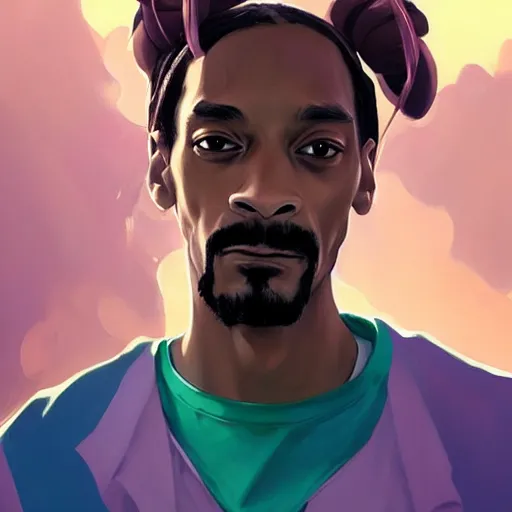 Image similar to portrait Snoop Dogg focus cute eye enchanted official fanart behance hd artstation by Jesper Ejsing, by RHADS, Makoto Shinkai and Lois van baarle, ilya kuvshinov, rossdraws portrait, highly detailed, digital painting, concept art, sharp focus, cinematic lighting, art by artgerm and greg rutkowski and alphonse mucha radiant light, peter mohrbacher, ferdinand knab, artgerm, portrait happy colors, bright eyes, clear eyes, warm smile