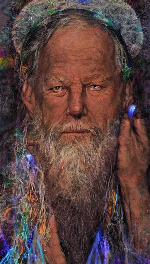 Prompt: portrait of a digital shaman, by james gurney