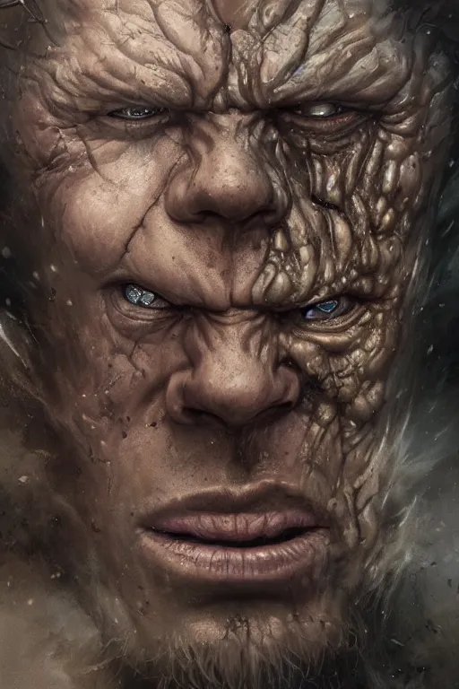 Image similar to closeup portrait shot of olivier richters as destruction of the endless, the sandman, herculean thanos, conan the barbarian, highly detailed, digital painting, artstation, concept art, soft focus, depth of field, artgerm, tomasz alen kopera, peter mohrbacher, donato giancola, wlop, boris vallejo