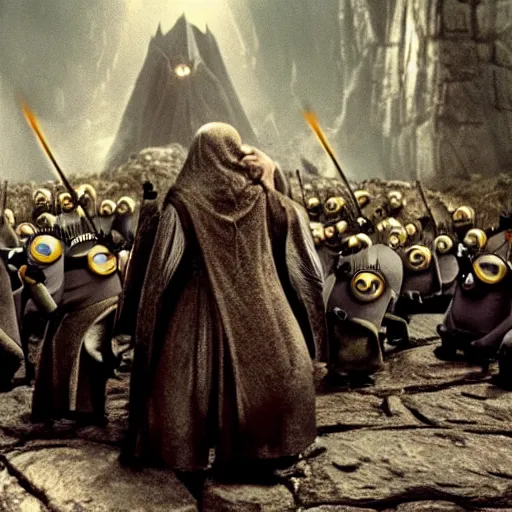 Image similar to the still of the minions in Lord of The Rings,