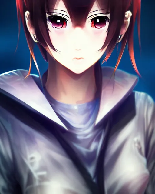 Image similar to portrait of anime girl in mechanic armor in night tokyo by makoto sinkai, perfect face, fine details