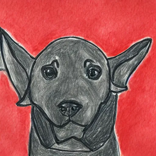 Prompt: a red dog drawn by a child