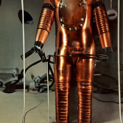 Prompt: detailed photo of an early diving suit with copper helmet diver holding a stratocaster electric guitar on the moon. old diving suit pictures. old diving suit. old copper diving suit. old diving suit stock photos. detailed