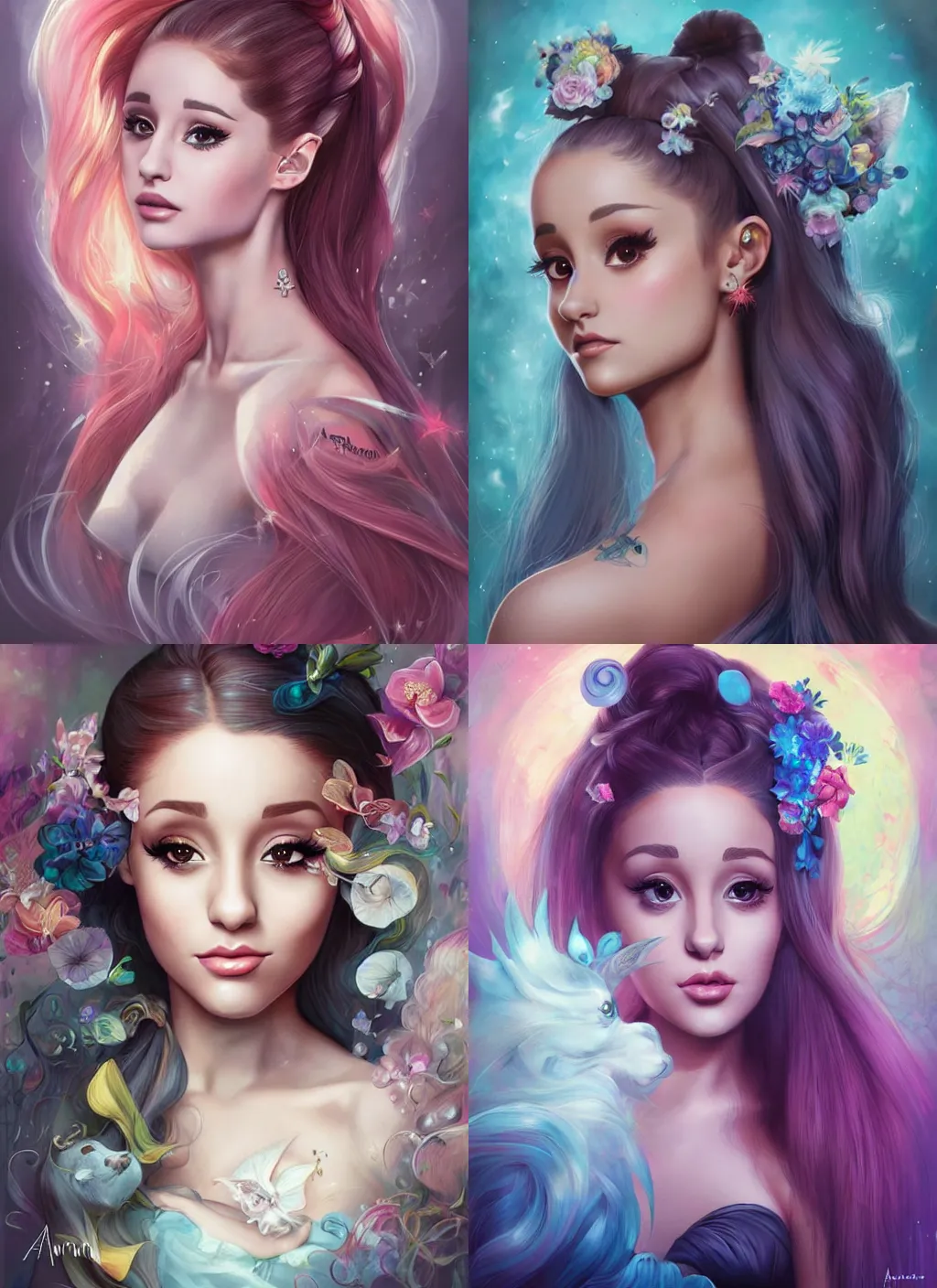 Prompt: Ariana Grande by Anna Dittmann, fantasy style