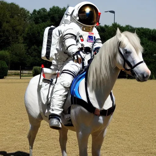 Prompt: astronaut carries a horse behind. on the back