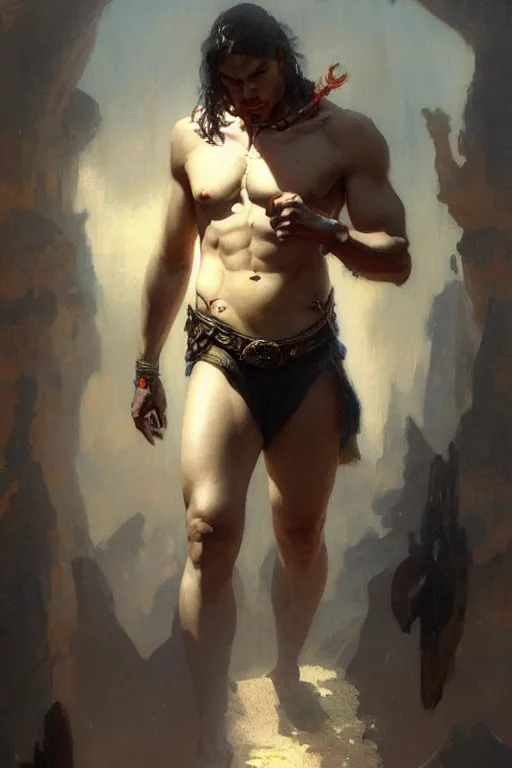 Image similar to attractive male, character design, painting by gaston bussiere, greg rutkowski, katsuya terada, frank frazetta, tom of finland, trending on artstation