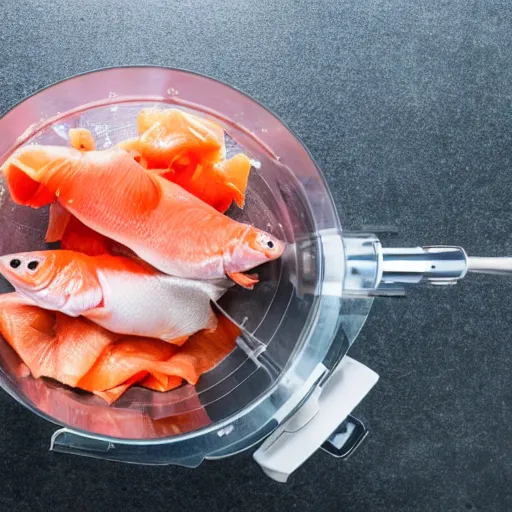 Image similar to fish being cut in a food processor