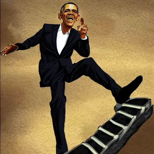 Image similar to +4000 upvotes meme depicting obama doing a kickflip, high detail, reddit, instagram, 9gag, 8k resolution