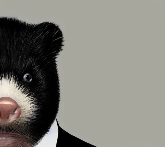 Prompt: elon musk as a skunk, closeup detailed, studio photo