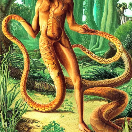 Image similar to a suspicious serpent in the garden of eden