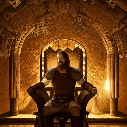 Prompt: the elder scrolls vi majestic gracious jarl portrait, stately throne room, painted, dark room, one point of light coming through the window, atmospheric lighting, painted, intricate, volumetric lighting, beautiful, golden hour, sharp focus, ultra detailed, by leesha hannigan, ross tran, thierry doizon, kai carpenter, ignacio fernandez rios