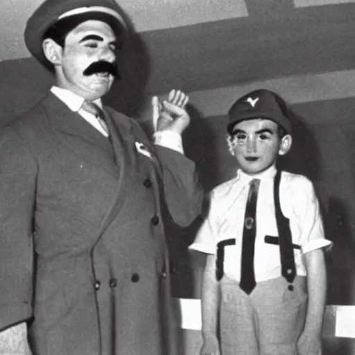 Prompt: mario and luigi receiving their citizenship on ellis island 1 9 3 8