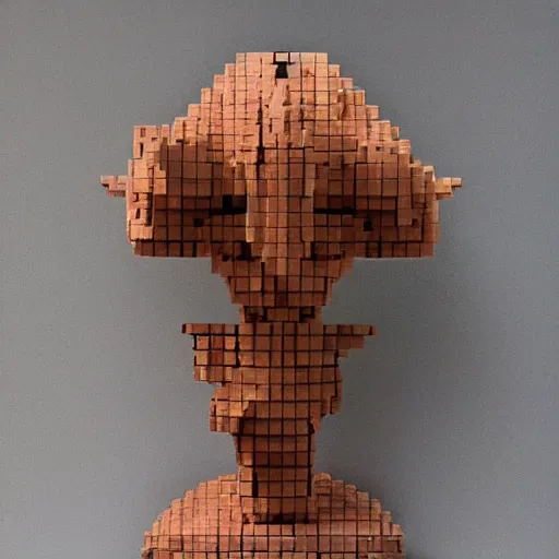 Image similar to a pixelated wood sculpture designed by hsu tung han