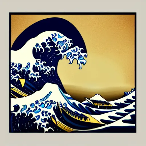 Image similar to the great wave as a sticker - art, svg vector, adobe - illustrator