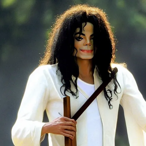 Prompt: michael jackson as jesus christ carrying a cross, realistic