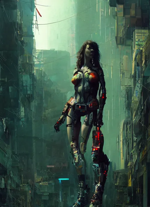 Image similar to hyper realistic photo of prehistoric cyberpunk milla jovovich, full body, rule of thirds, conceptart, saturated colors, cinematic, greg rutkowski, brom, james gurney, mignola, craig mullins, artstation, cgsociety